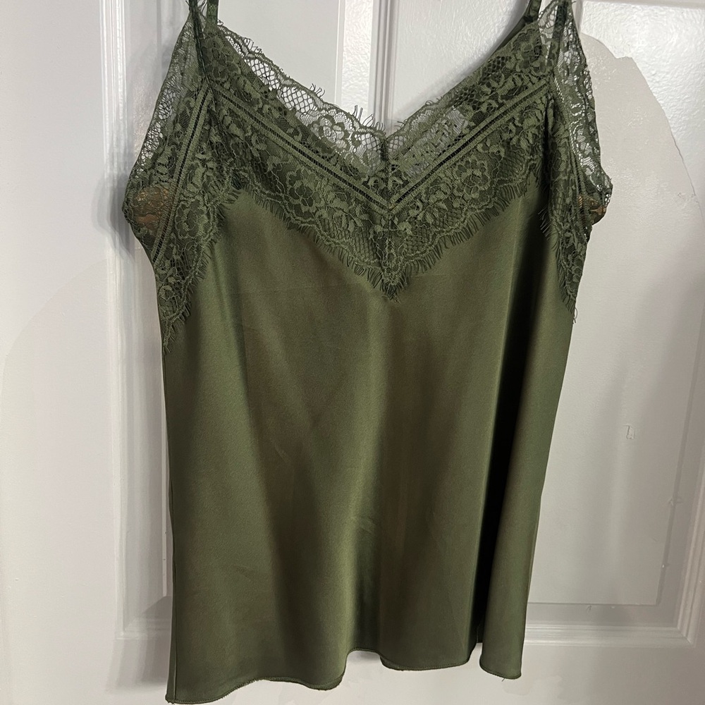 Lace Trim Olive Green Camisole